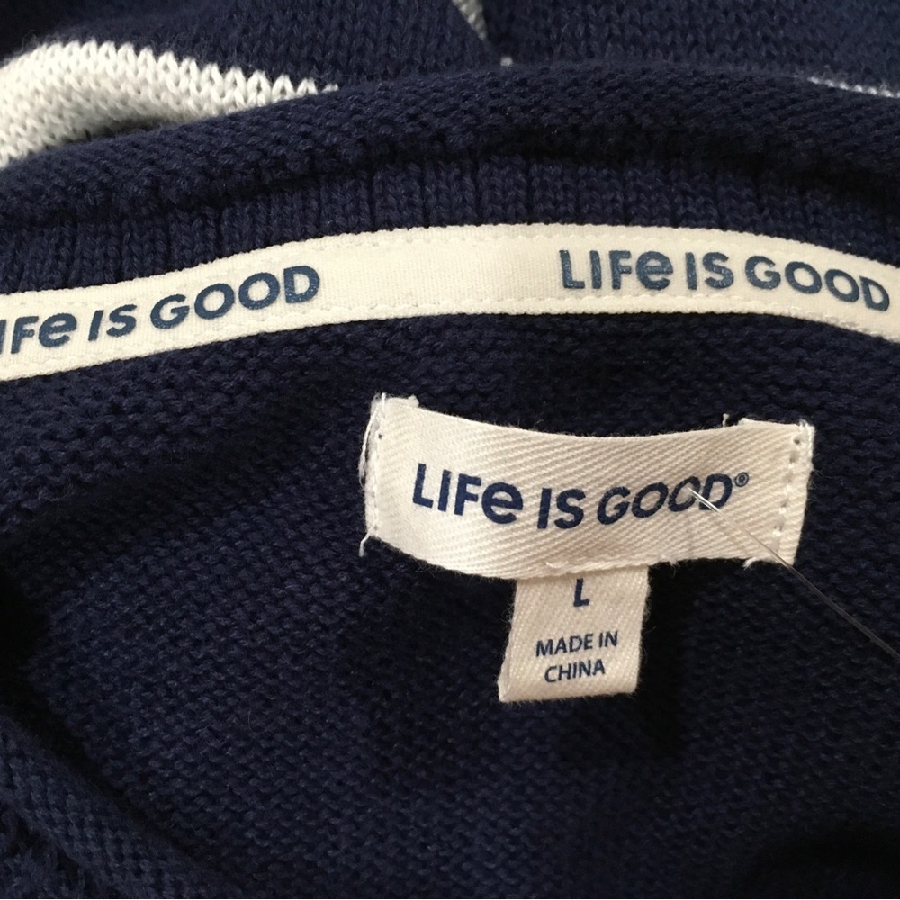 Life Is Good "Have A Nice Daisy" Navy Striped Knit Top & Shorts Lounge Set Large - Picture 3 of 10